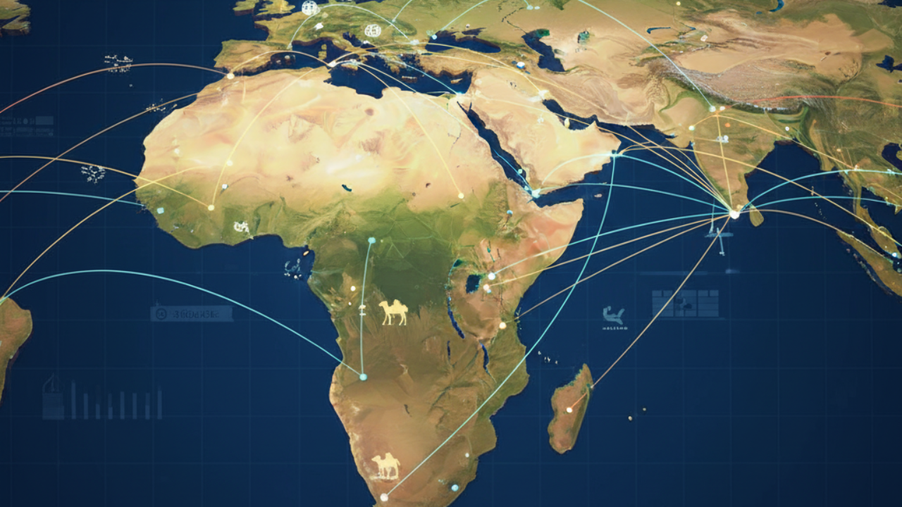 Global expansion routes connecting African and international markets.